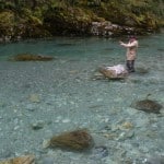 NZ Fly Fishing Expeditions - Battling the NZ rainbow torut in clear water