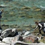 NZ Fly Fishing Expeditions - netting a trout
