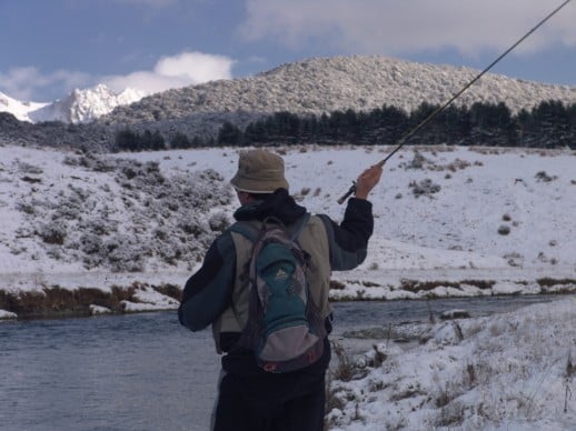 Fishing in the snow down south.